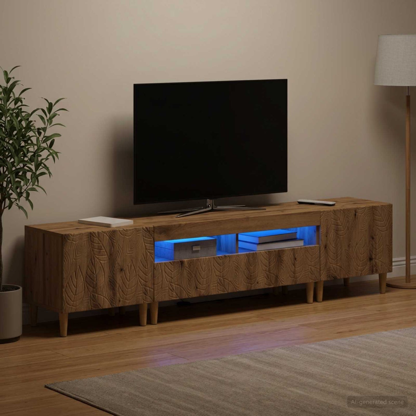 5-teiliges LED TV Schrank Artisan-Eiche Holzwerkstoff