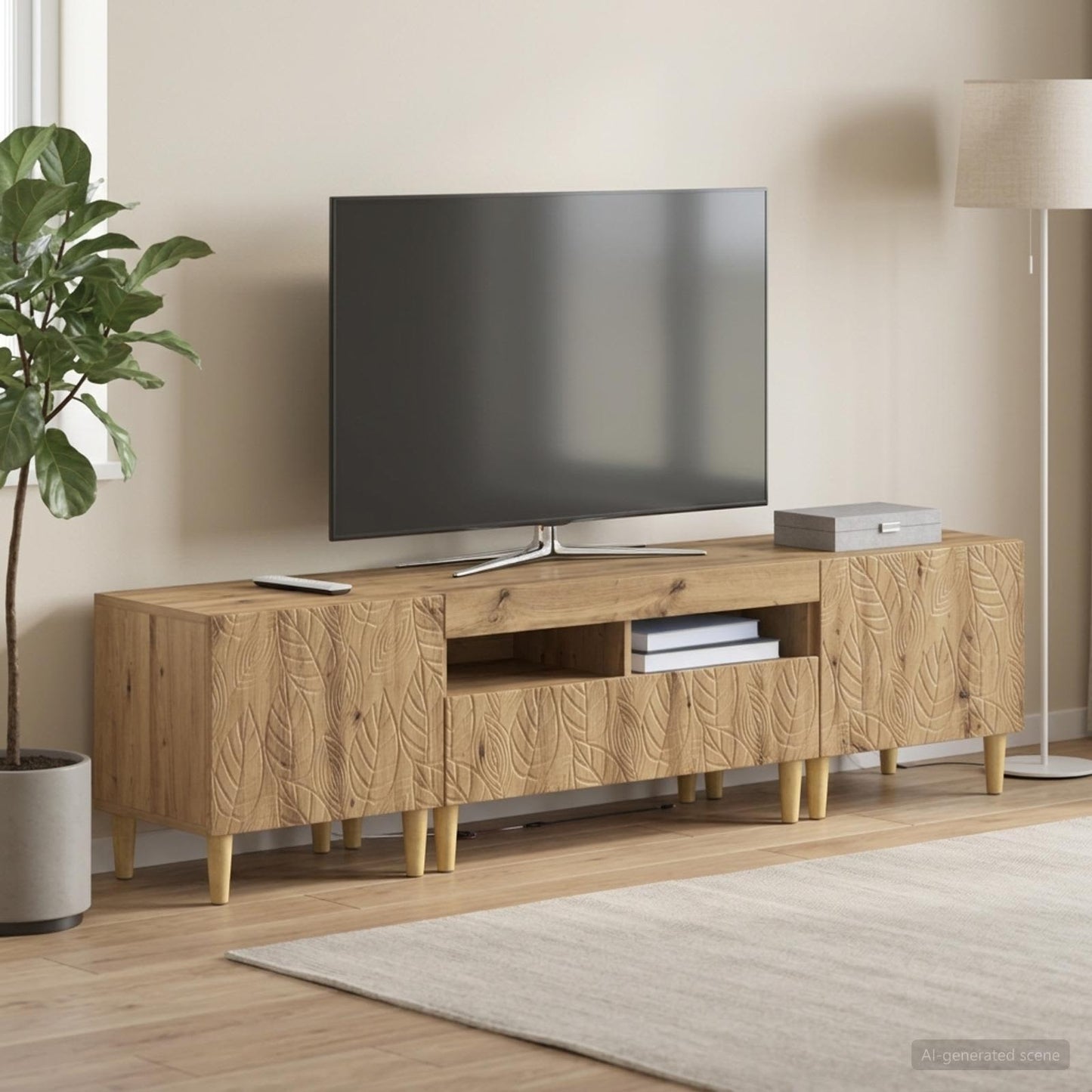 5-teiliges LED TV Schrank Artisan-Eiche Holzwerkstoff