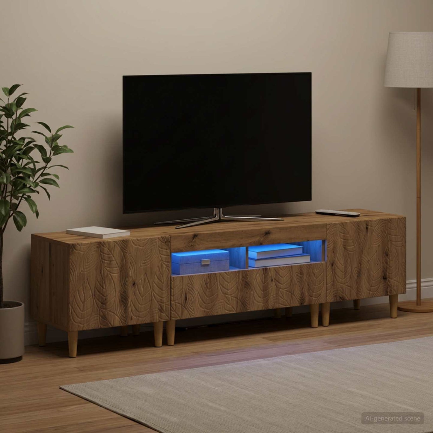 5-teiliges LED TV Schrank Artisan-Eiche Holzwerkstoff