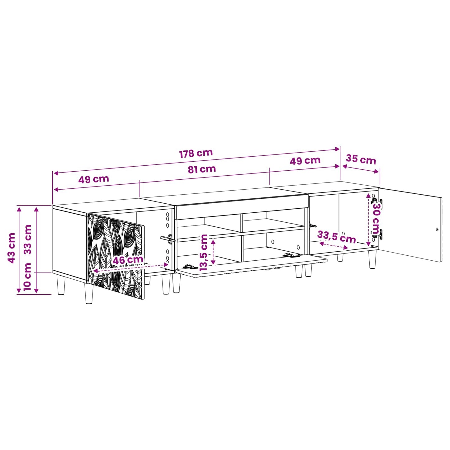 5-teiliges LED TV Schrank Artisan-Eiche Holzwerkstoff