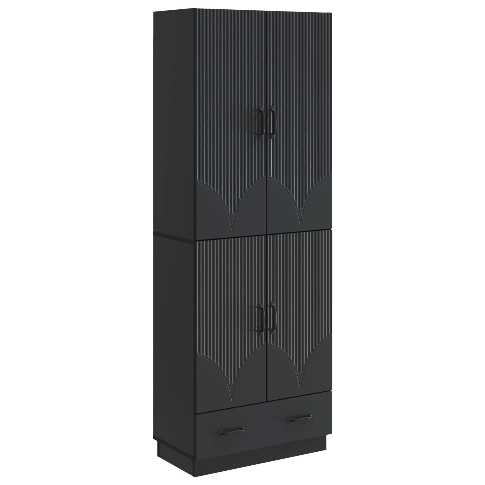 Schrankset 2 pcs Schwarz Holzwerkstoff