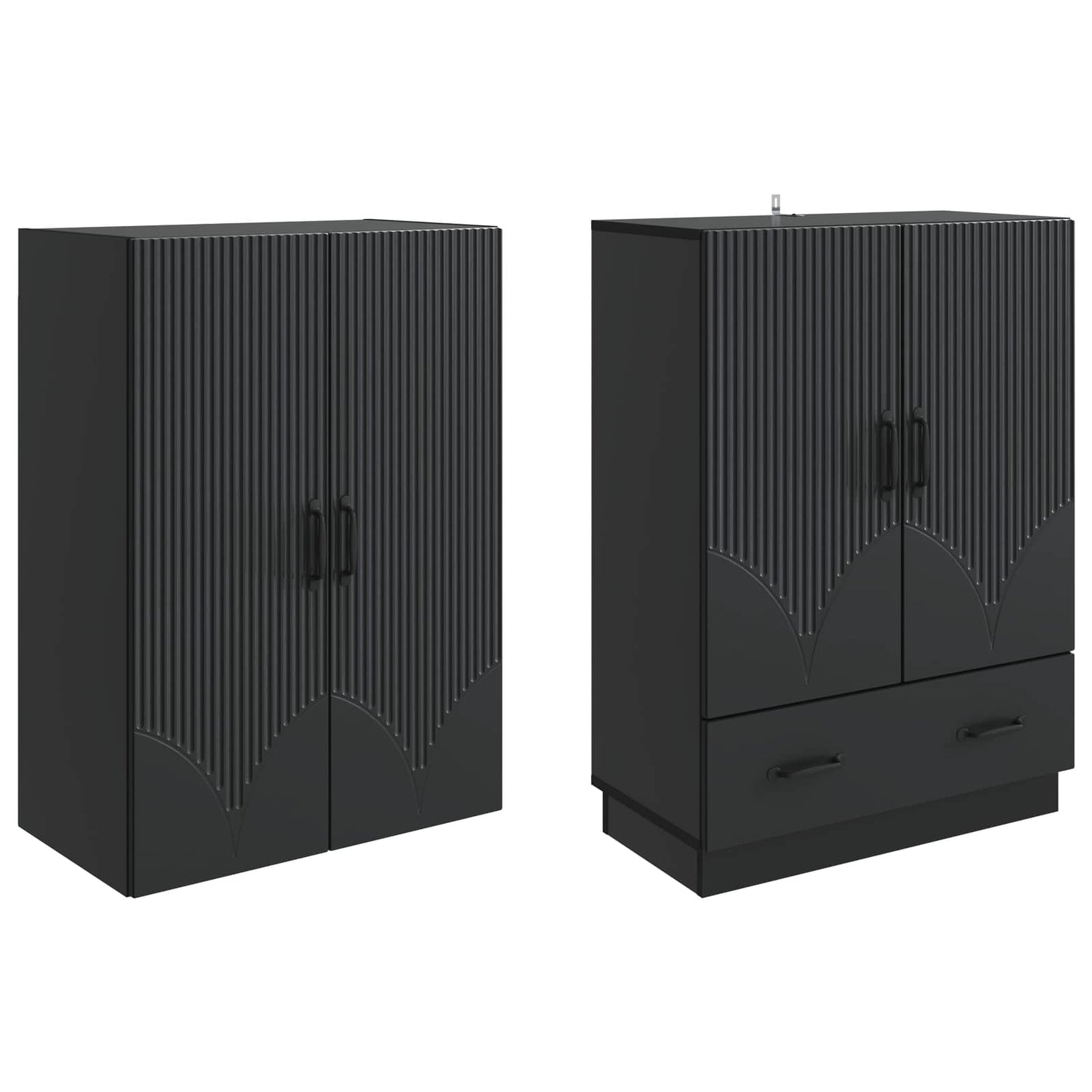 Schrankset 2 pcs Schwarz Holzwerkstoff