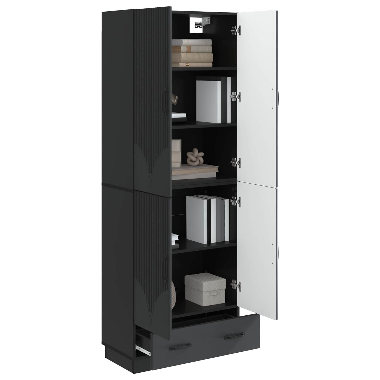 Schrankset 2 pcs Schwarz Holzwerkstoff