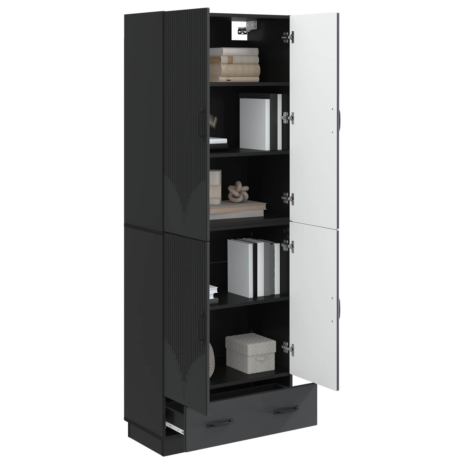Schrankset 2 pcs Schwarz Holzwerkstoff