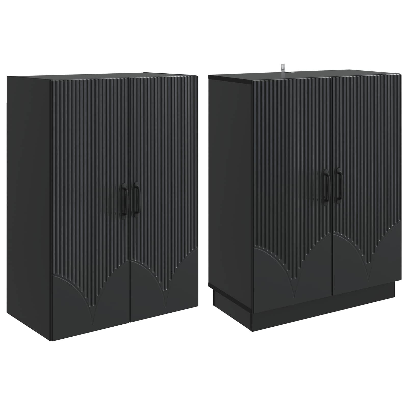 Schrankset 2 pcs Schwarz Holzwerkstoff