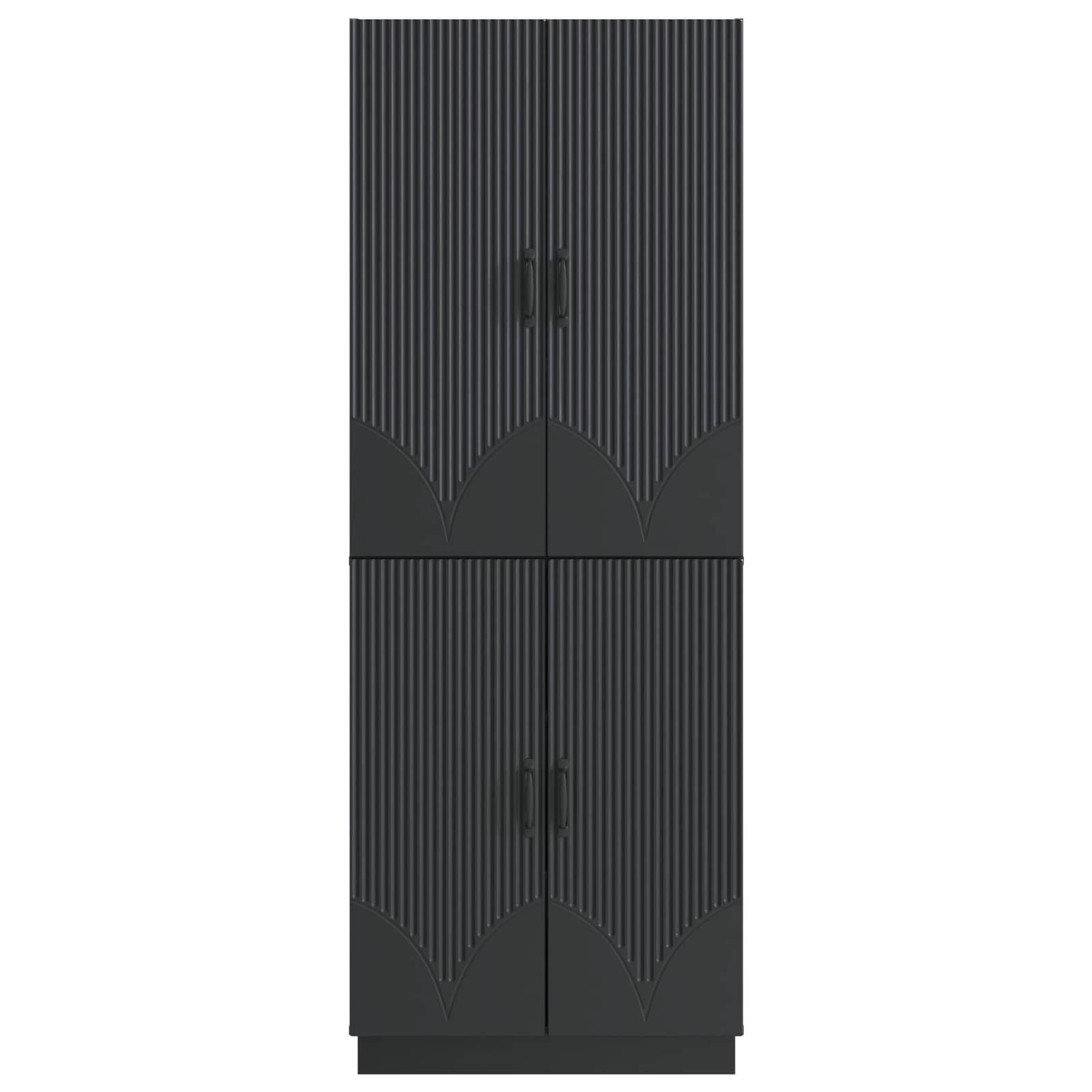 Schrankset 2 pcs Schwarz Holzwerkstoff