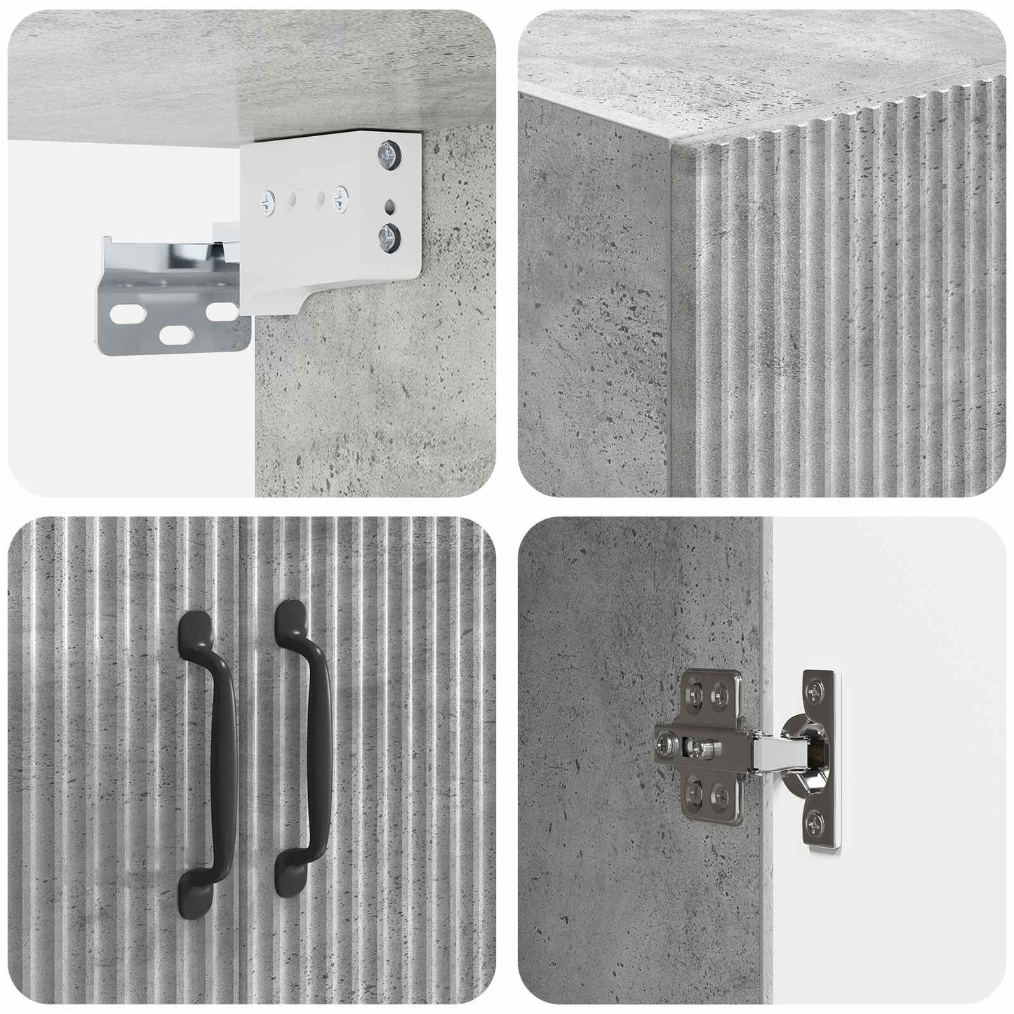 Schrankset 2 stk. Betongrau Holzwerkstoff