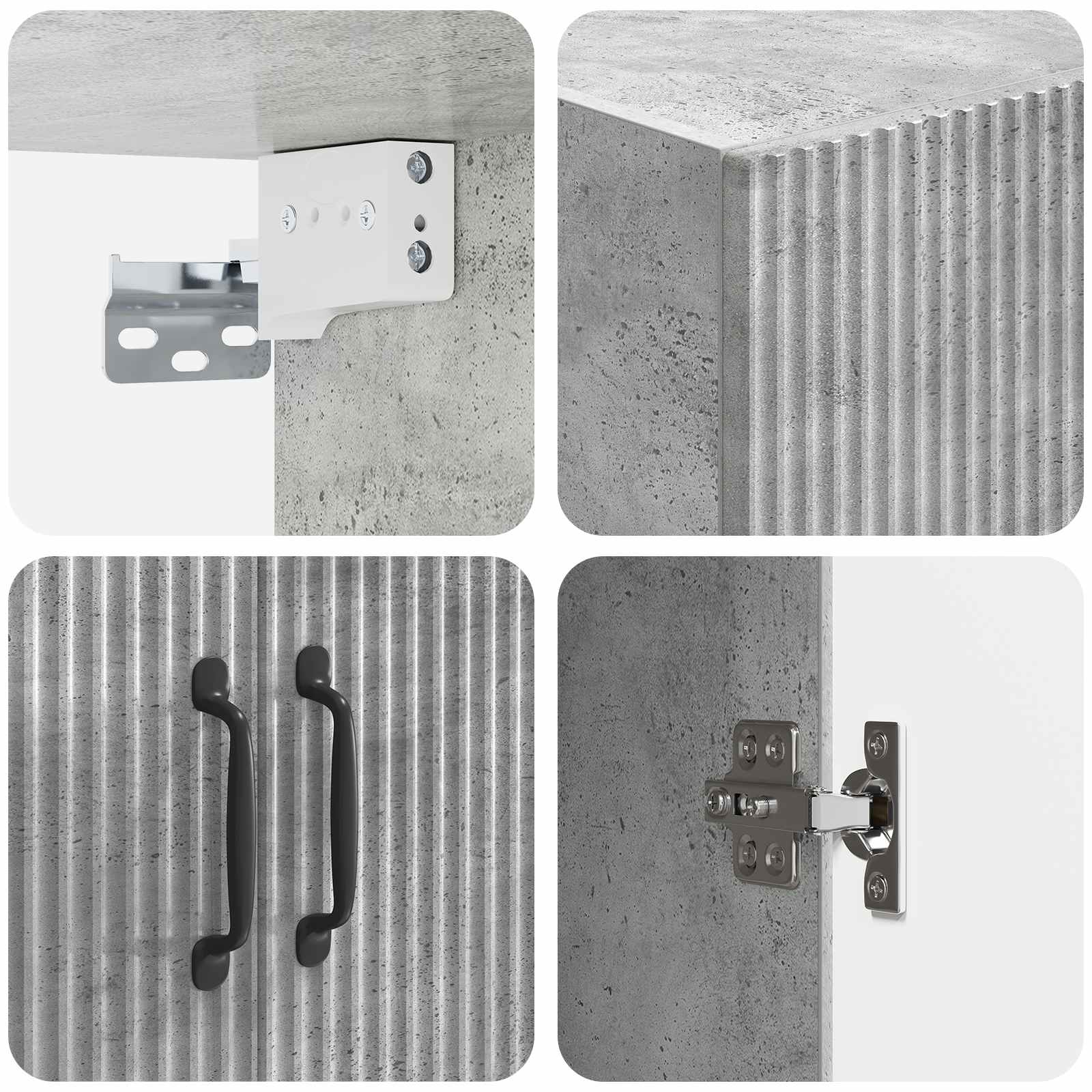 Schrankset 2 stk. Betongrau Holzwerkstoff
