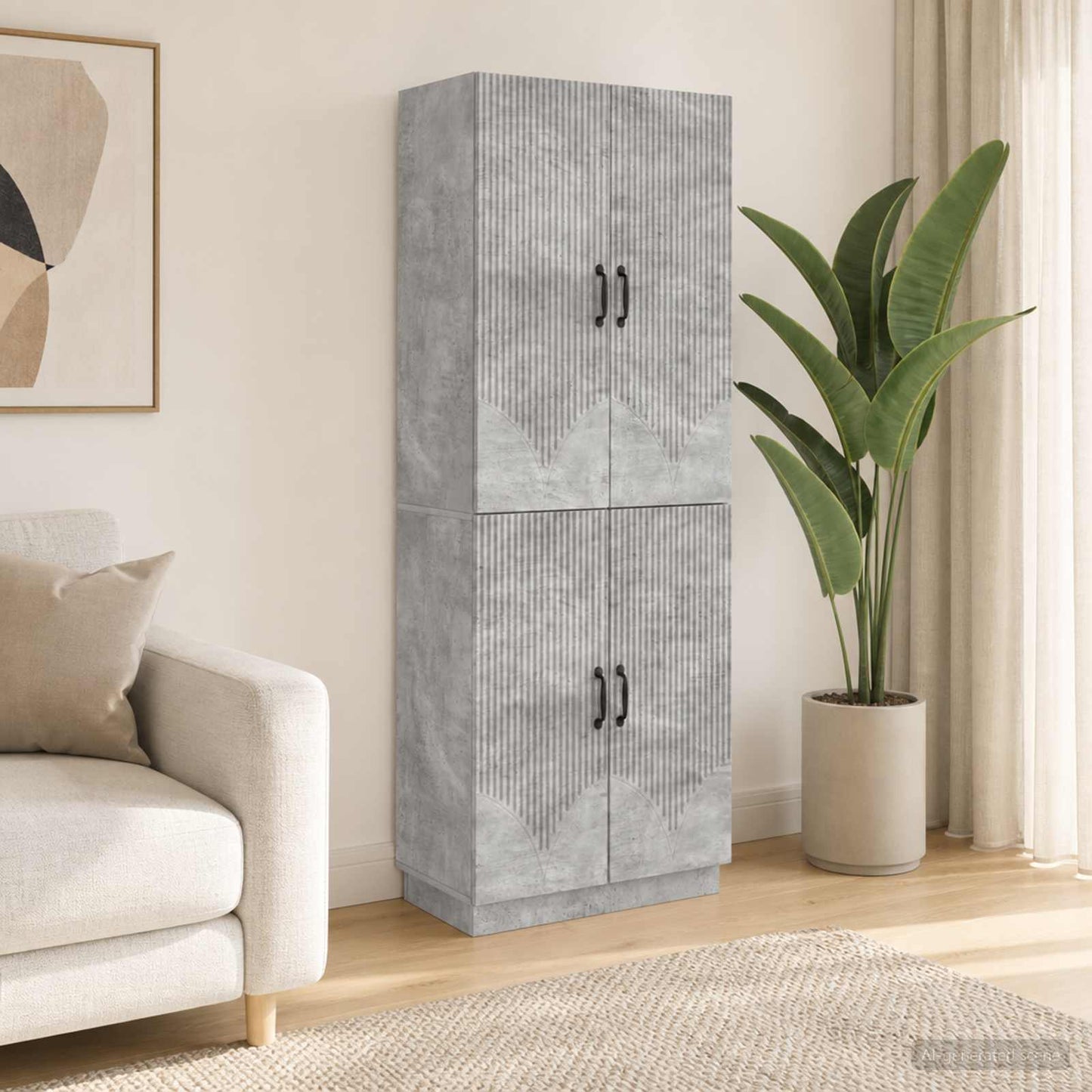 Schrankset 2 stk. Betongrau Holzwerkstoff