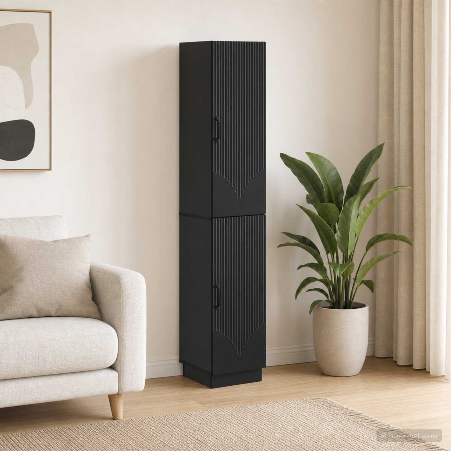 Schrankset 2 pcs Schwarz Holzwerkstoff