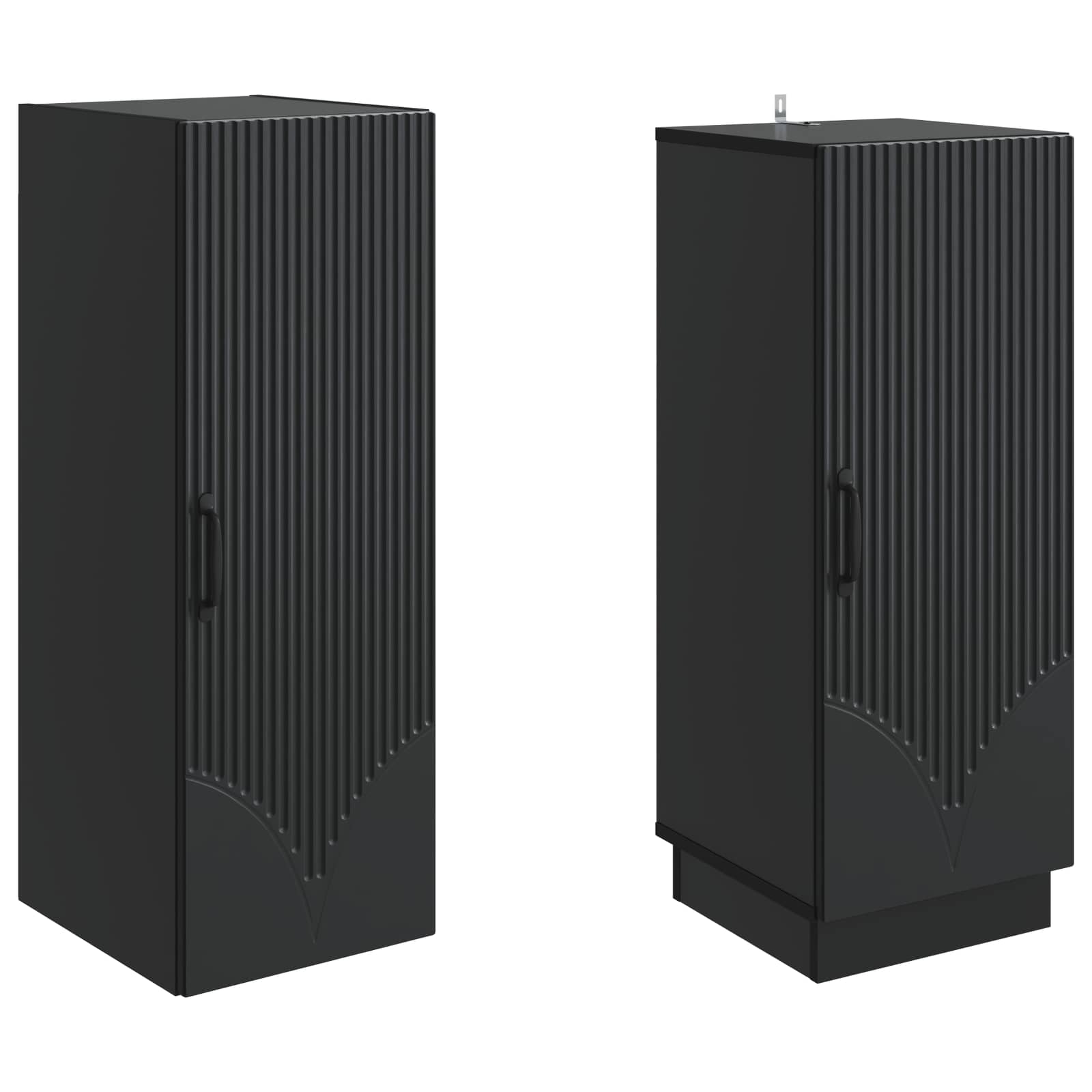 Schrankset 2 pcs Schwarz Holzwerkstoff