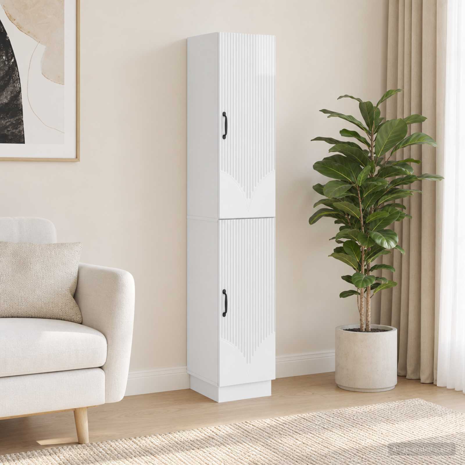 Schrankset 2 pcs Hochglanz Weiß Holzwerkstoff