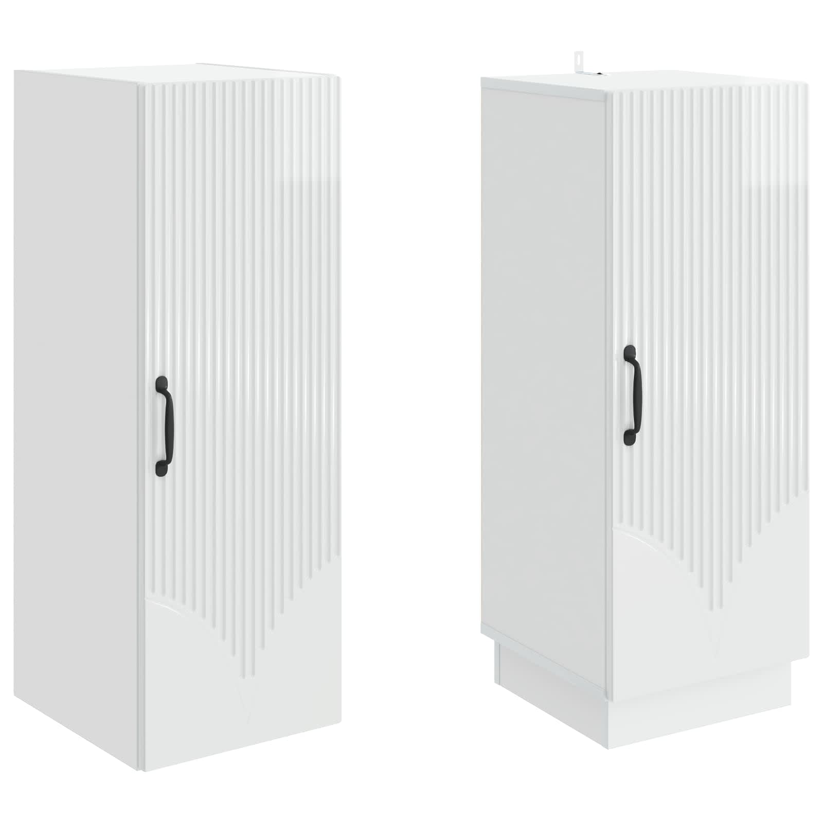 Schrankset 2 pcs Hochglanz Weiß Holzwerkstoff
