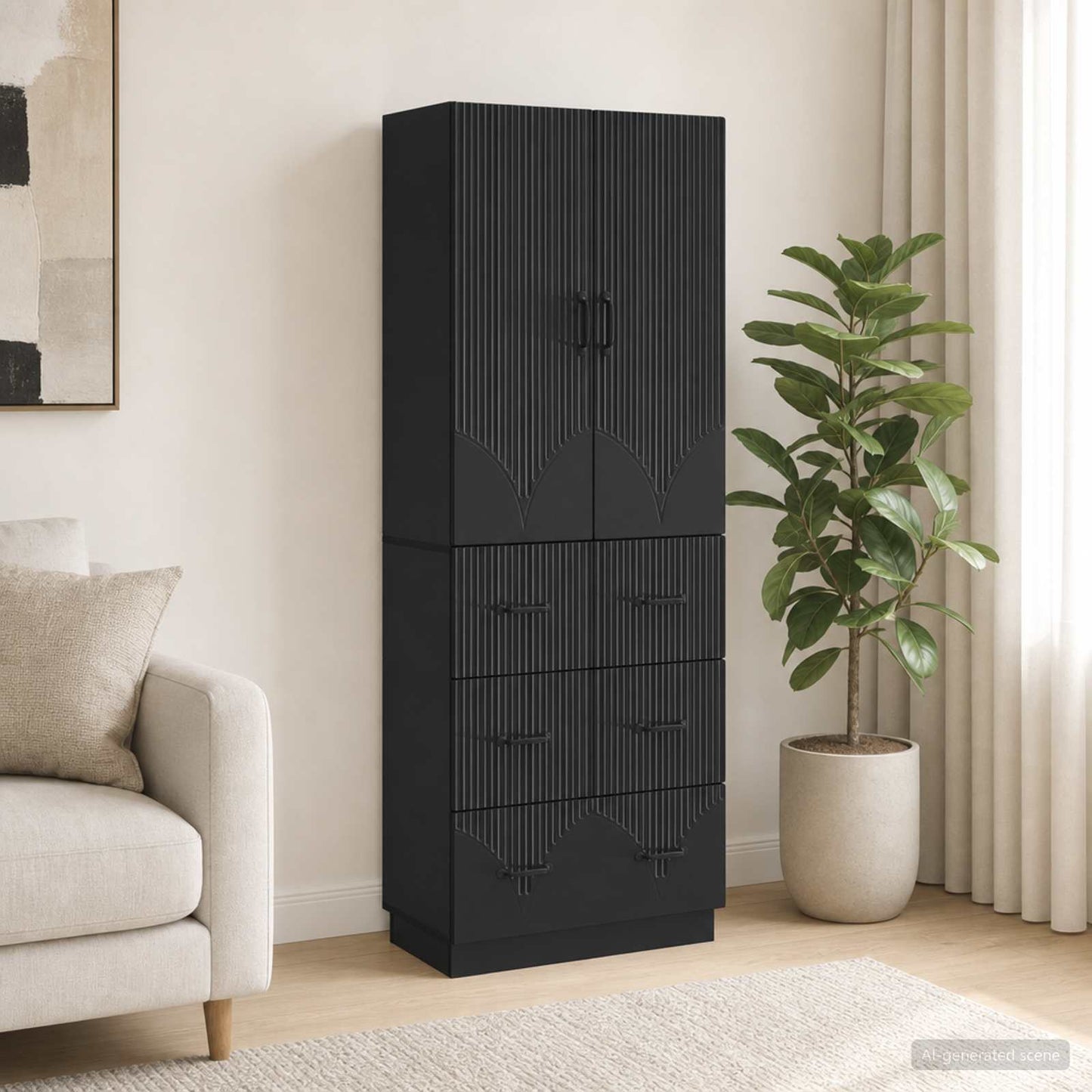 Schrankset 2 stk. 66 x 34,5 x 87 cm Holzwerkstoff Schwarz