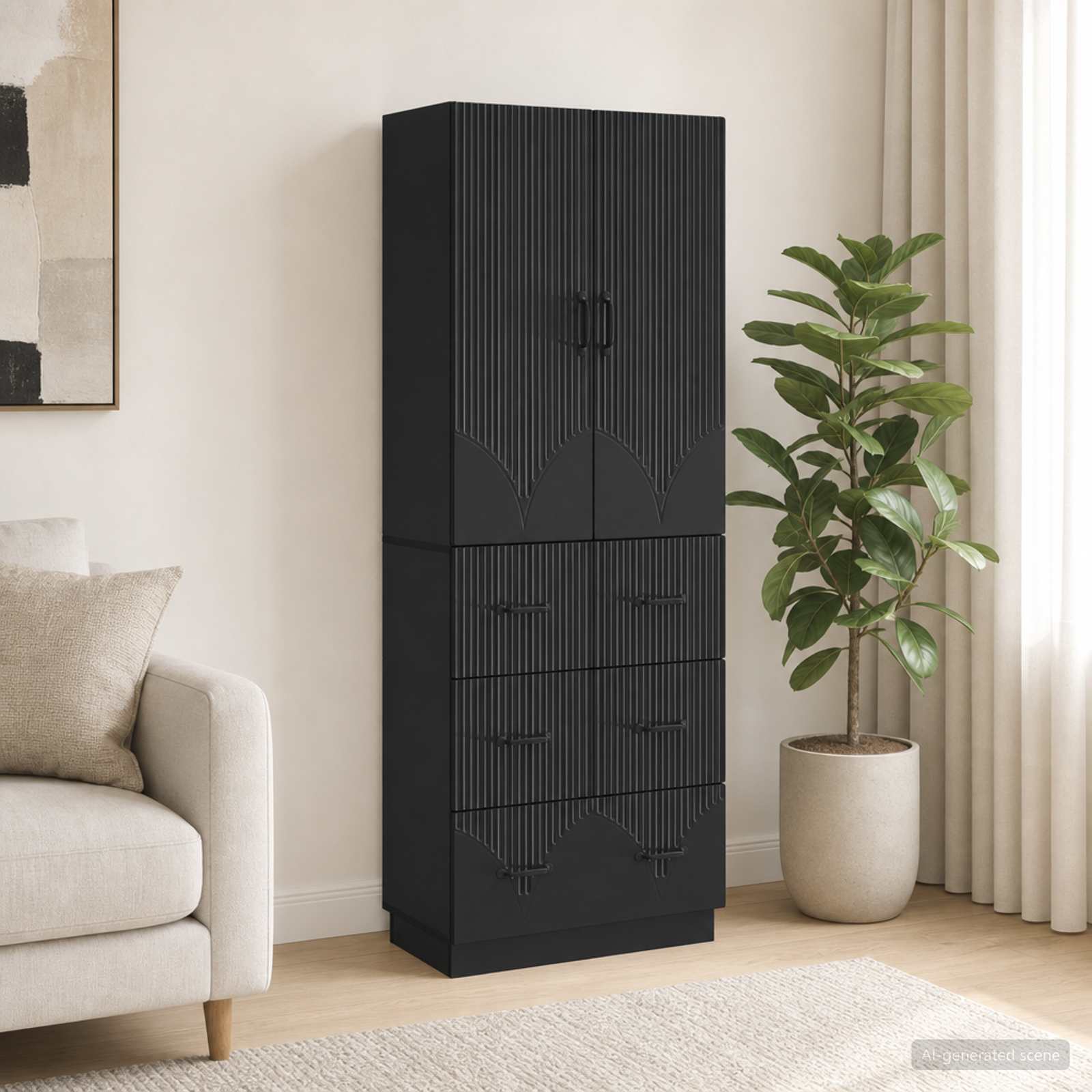 Schrankset 2 stk. 66 x 34,5 x 87 cm Holzwerkstoff Schwarz