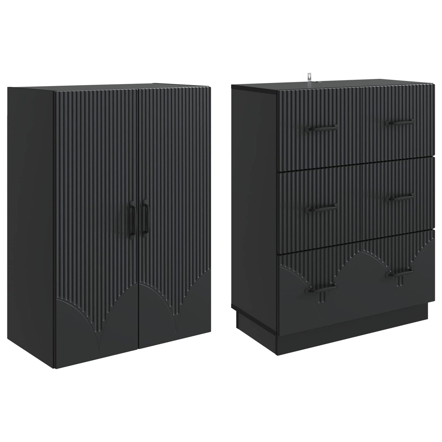 Schrankset 2 stk. 66 x 34,5 x 87 cm Holzwerkstoff Schwarz