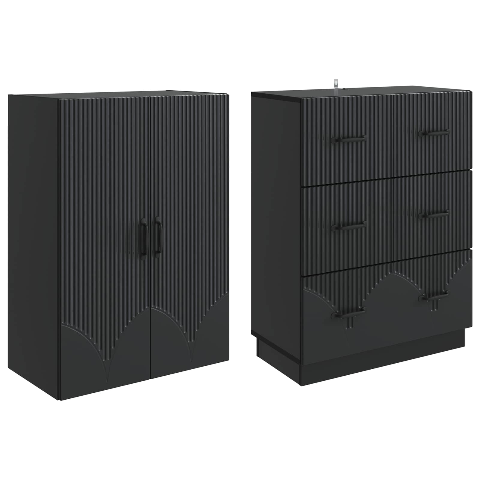 Schrankset 2 stk. 66 x 34,5 x 87 cm Holzwerkstoff Schwarz