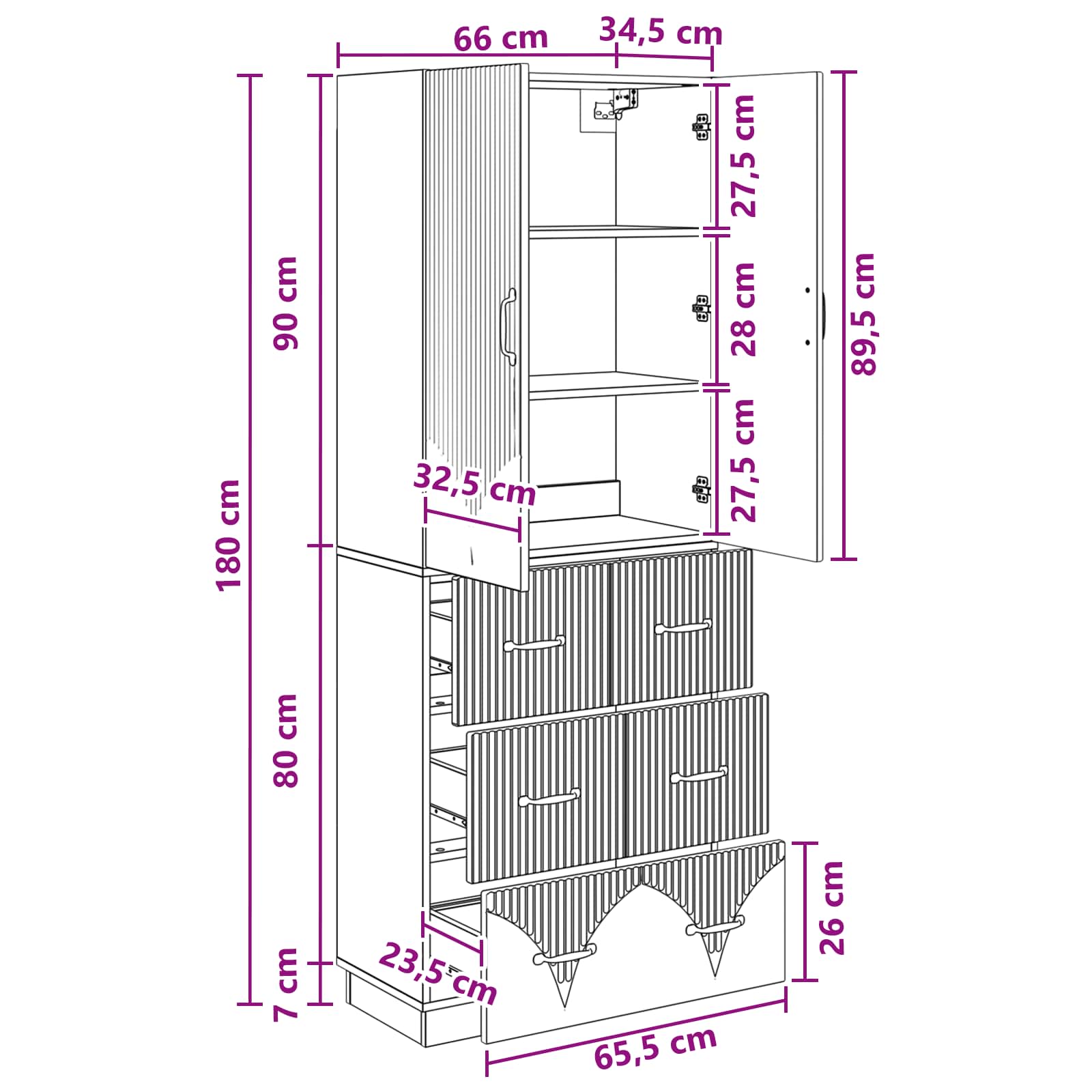 Schrankset 2 stk. 66 x 34,5 x 87 cm Holzwerkstoff Schwarz