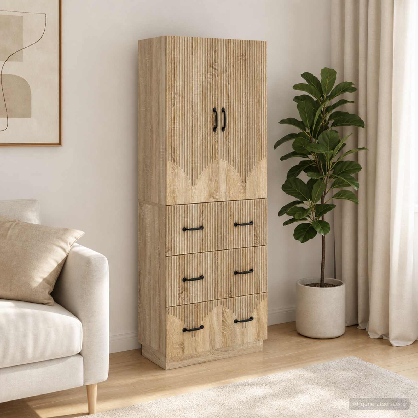 Schrankset 2 stk. 66 x 34,5 x 87 cm Holzwerkstoff Sonoma-Eiche