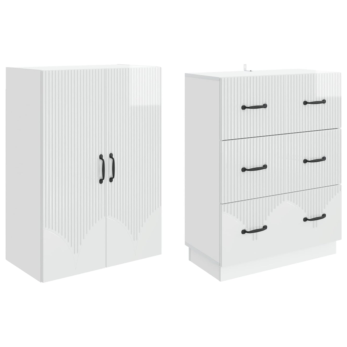 Schrankset 2 pcs Hochglanz Weiß 66 x 34,5 x 87 cm Holzwerkstoff