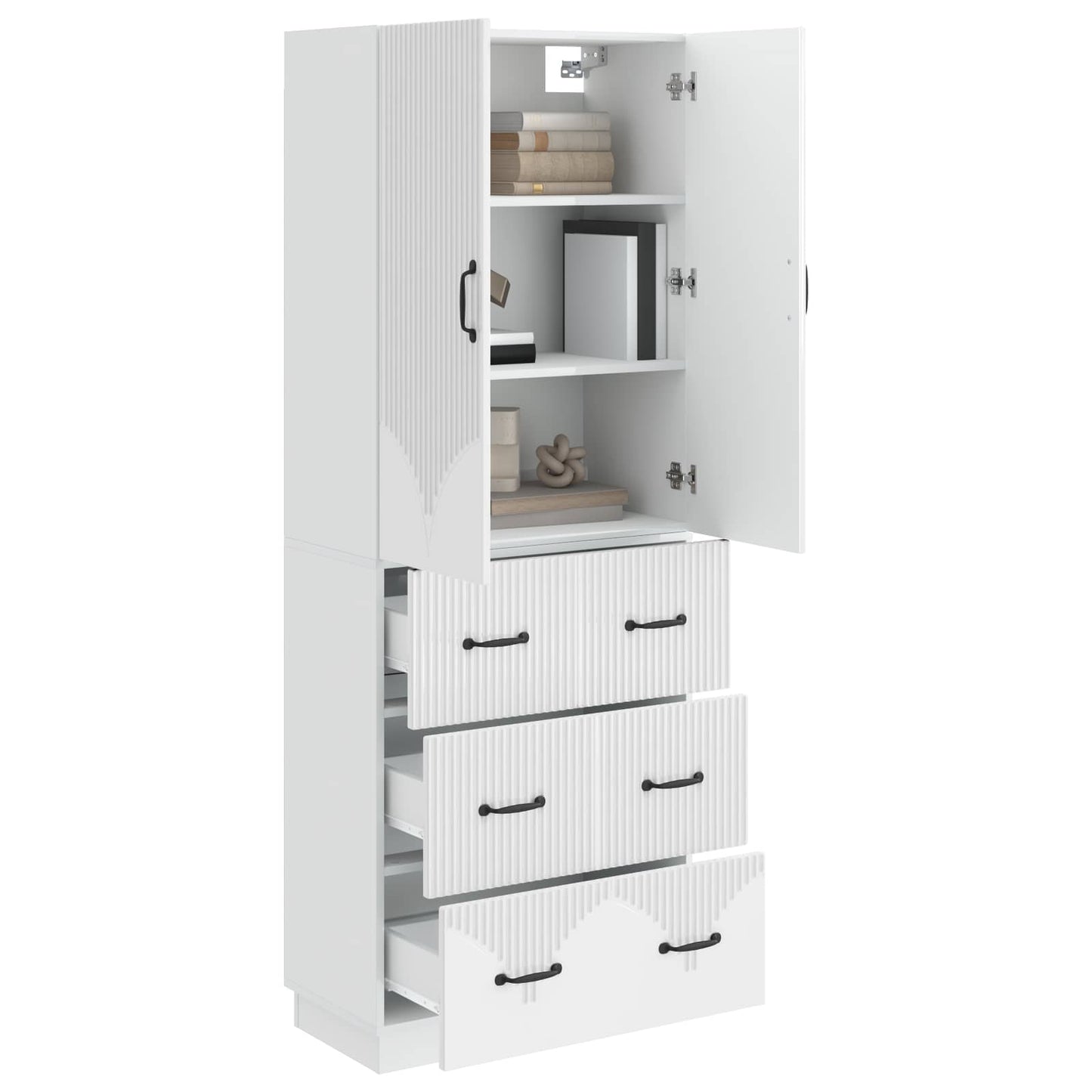 Schrankset 2 pcs Hochglanz Weiß 66 x 34,5 x 87 cm Holzwerkstoff