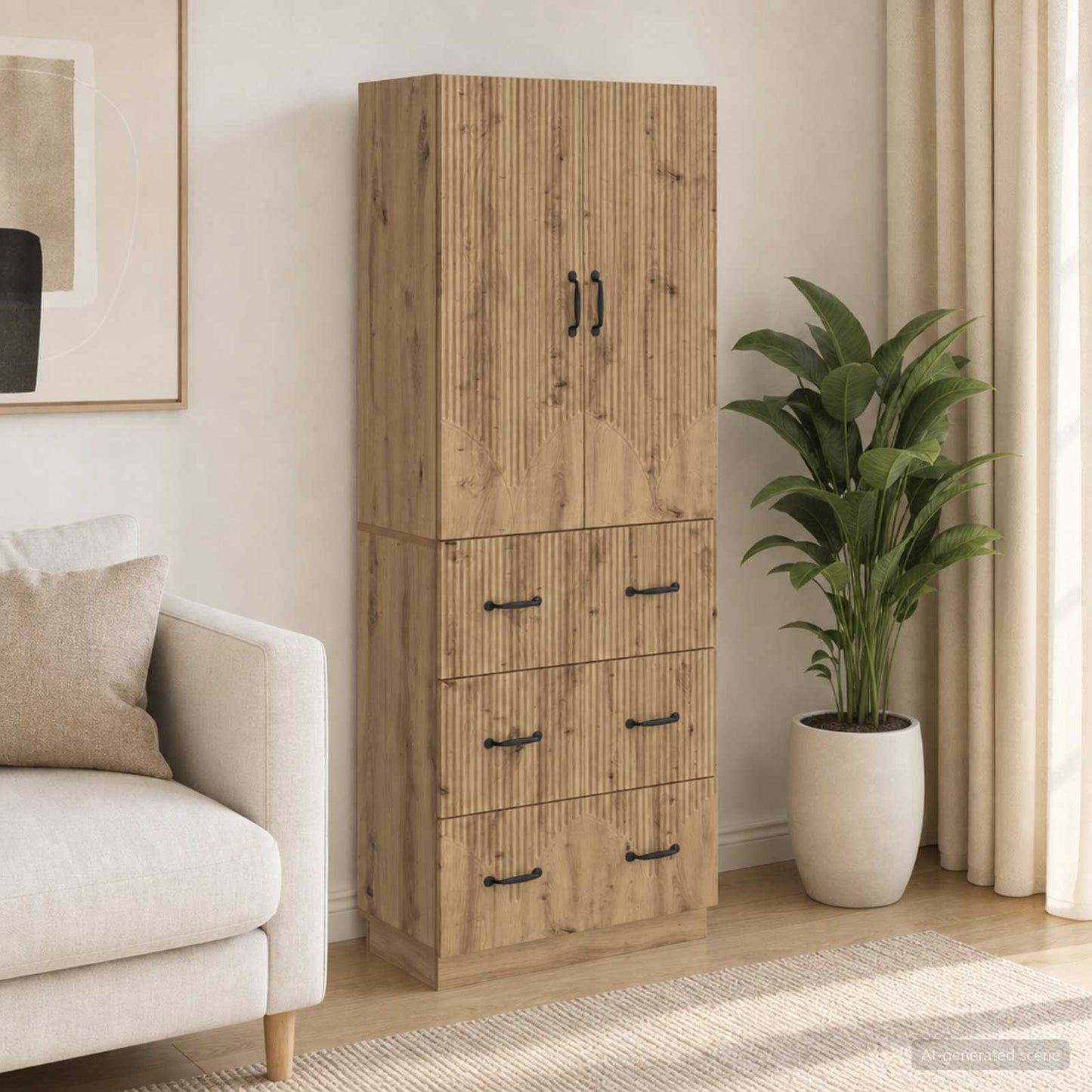 Schrankset 2 stk. 66 x 34,5 x 87 cm Holzwerkstoff Artisan-Eiche