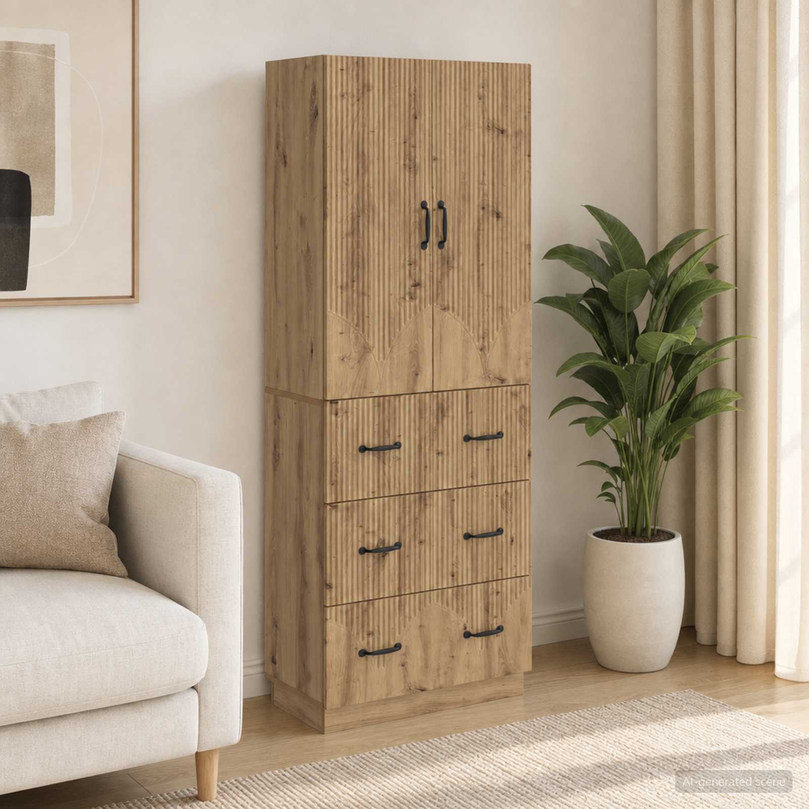 Schrankset 2 stk. 66 x 34,5 x 87 cm Holzwerkstoff Artisan-Eiche