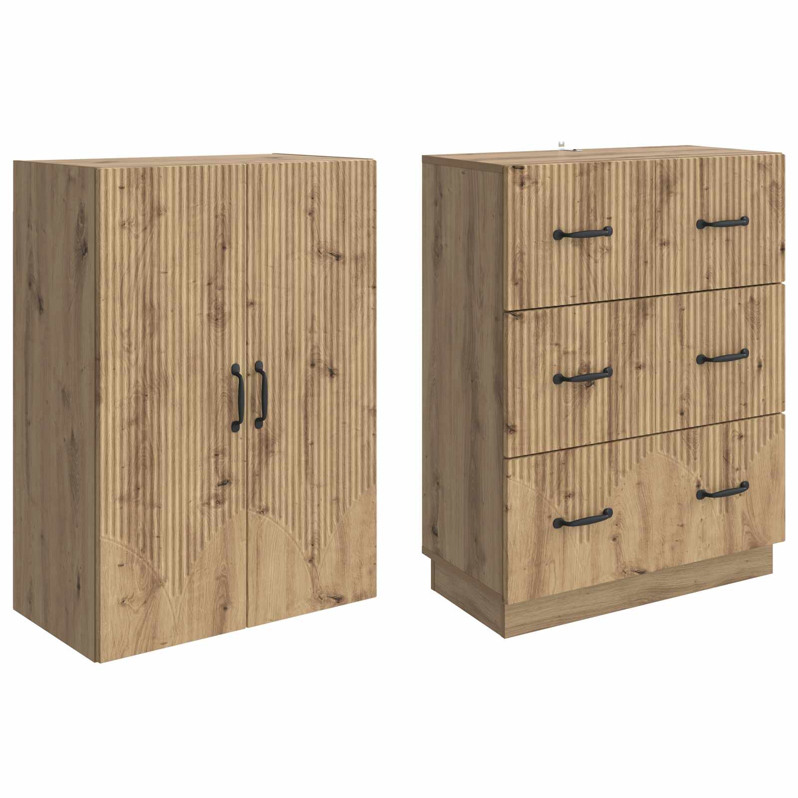 Schrankset 2 stk. 66 x 34,5 x 87 cm Holzwerkstoff Artisan-Eiche