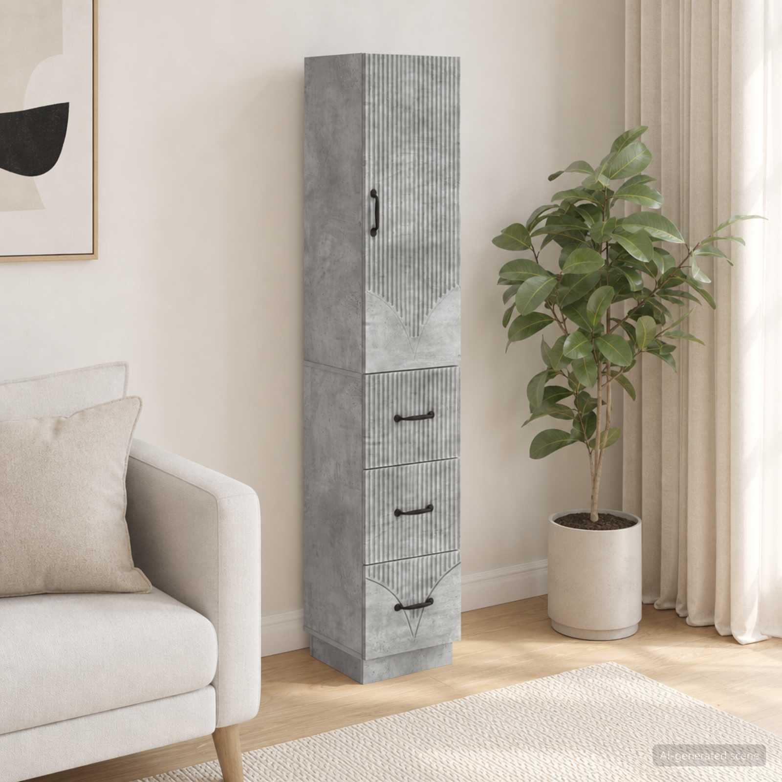 Schrankset 2 pcs Betongrau 33 x 34,5 x 87 cm Holzwerkstoff