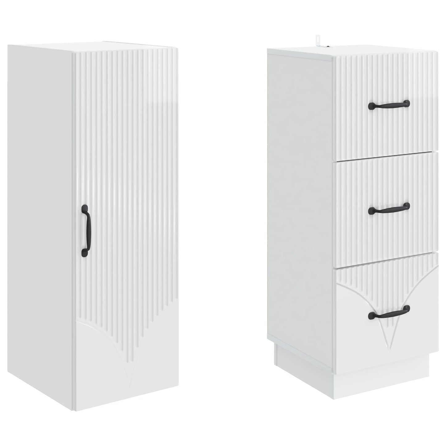 Schrankset 2 pcs Hochglanz Weiß 33 x 34,5 x 87 cm Holzwerkstoff