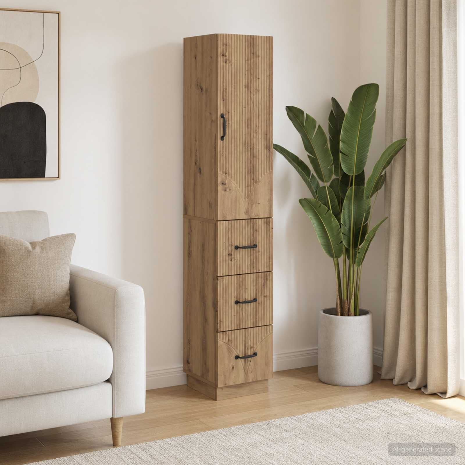 Schrankset 2 stk. 33 x 34,5 x 87 cm Holzwerkstoff Artisan-Eiche
