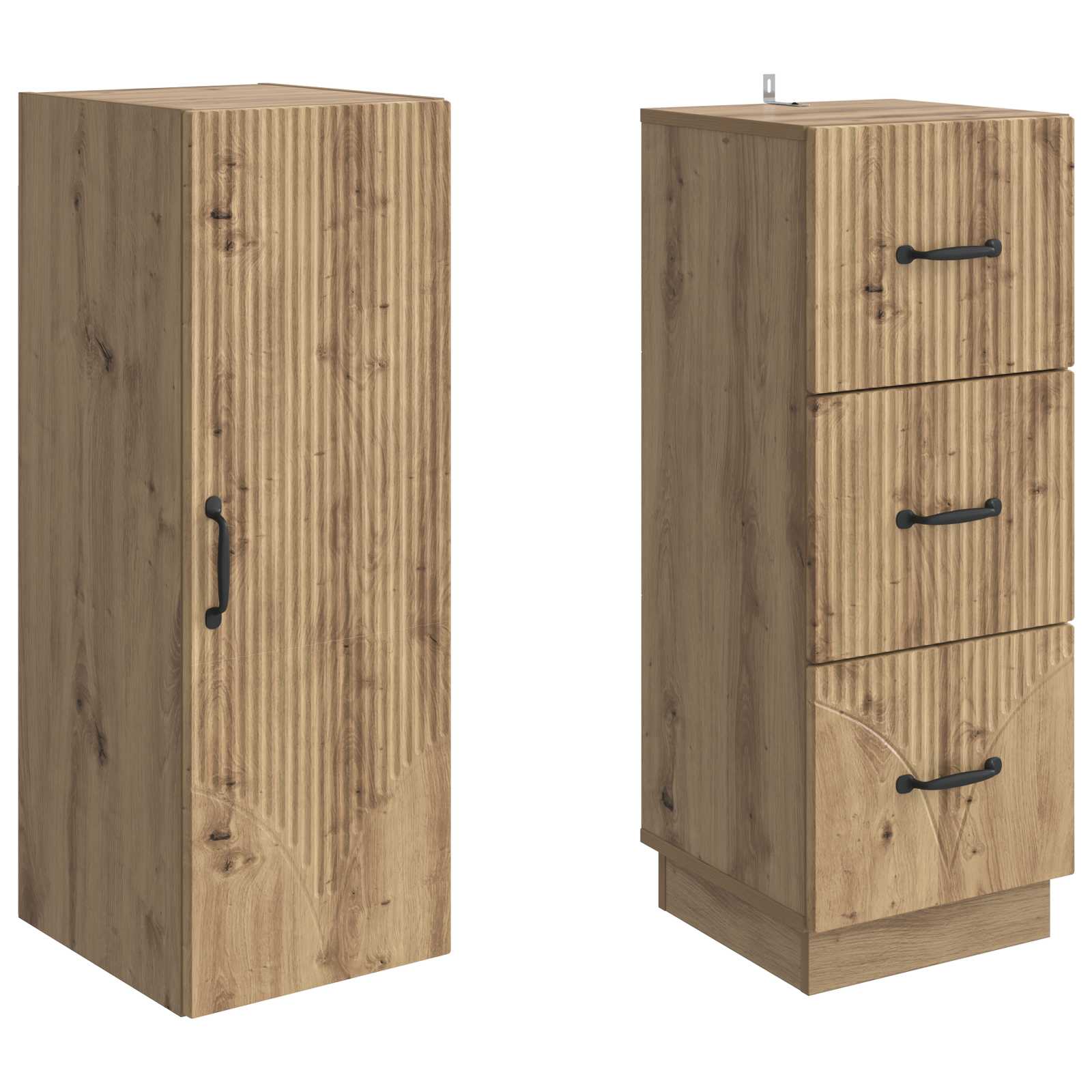 Schrankset 2 stk. 33 x 34,5 x 87 cm Holzwerkstoff Artisan-Eiche
