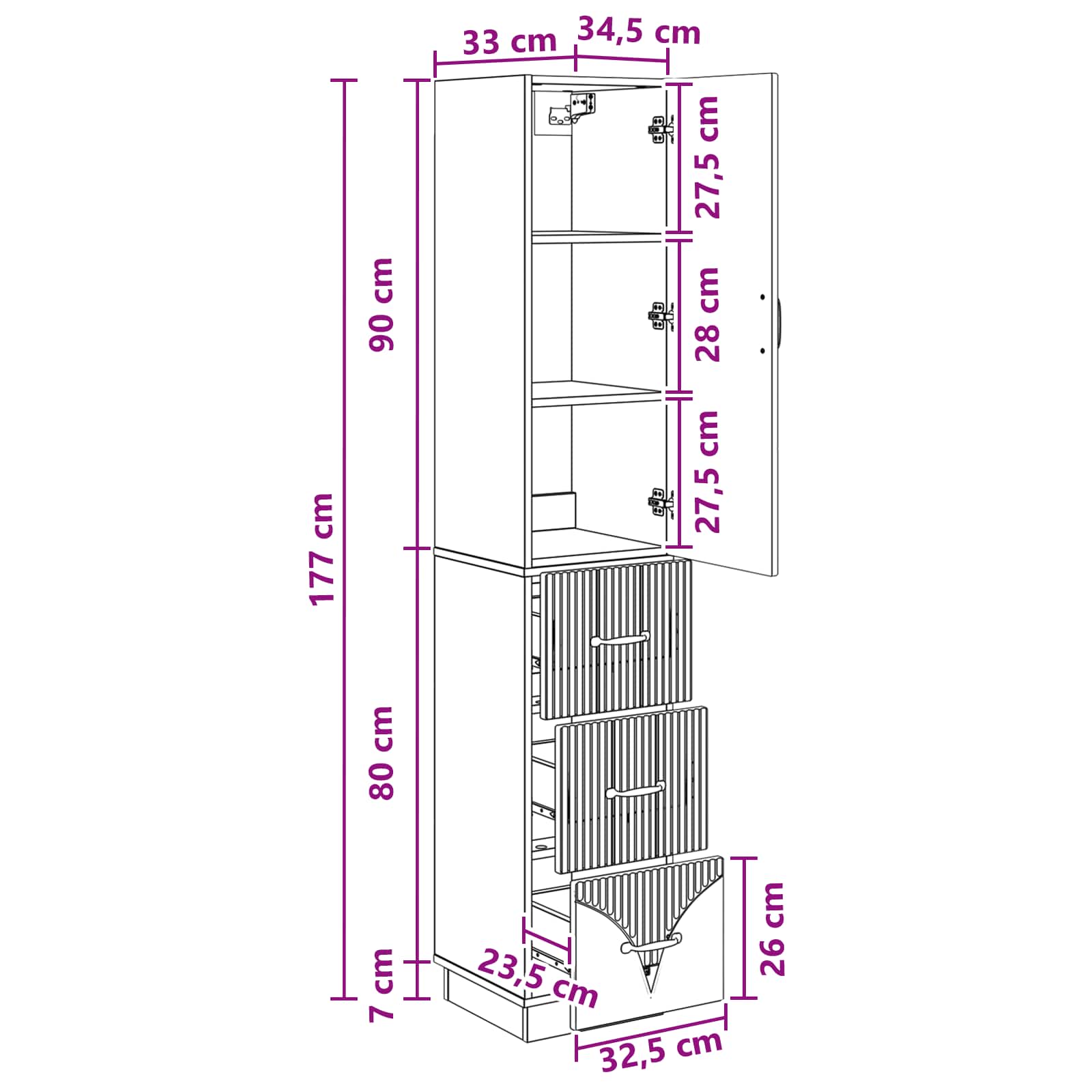 Schrankset 2 stk. 33 x 34,5 x 87 cm Holzwerkstoff Artisan-Eiche