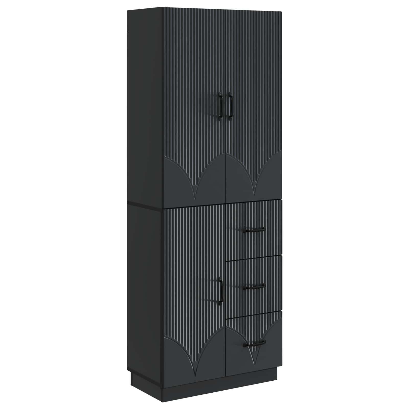 Schrankset 2 pcs Schwarz Holzwerkstoff