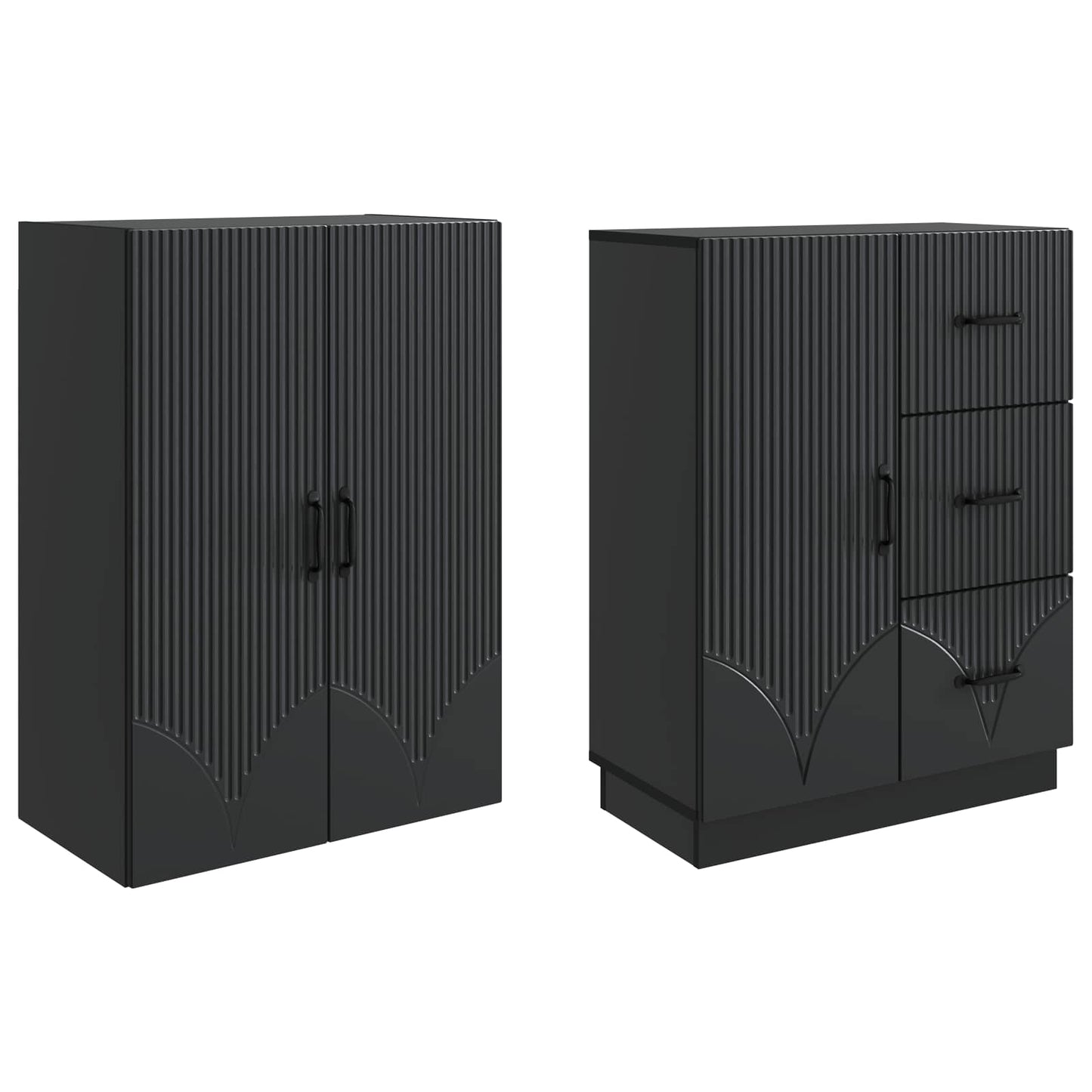 Schrankset 2 pcs Schwarz Holzwerkstoff