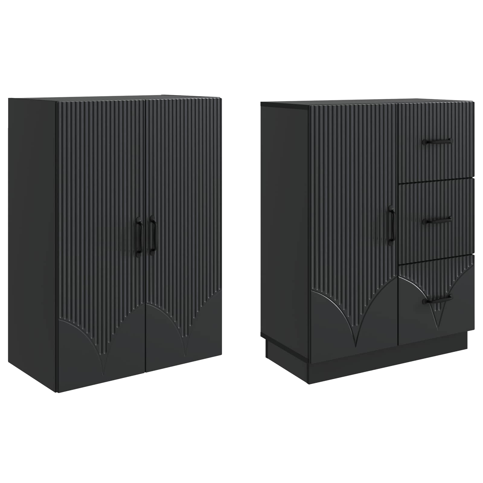 Schrankset 2 pcs Schwarz Holzwerkstoff