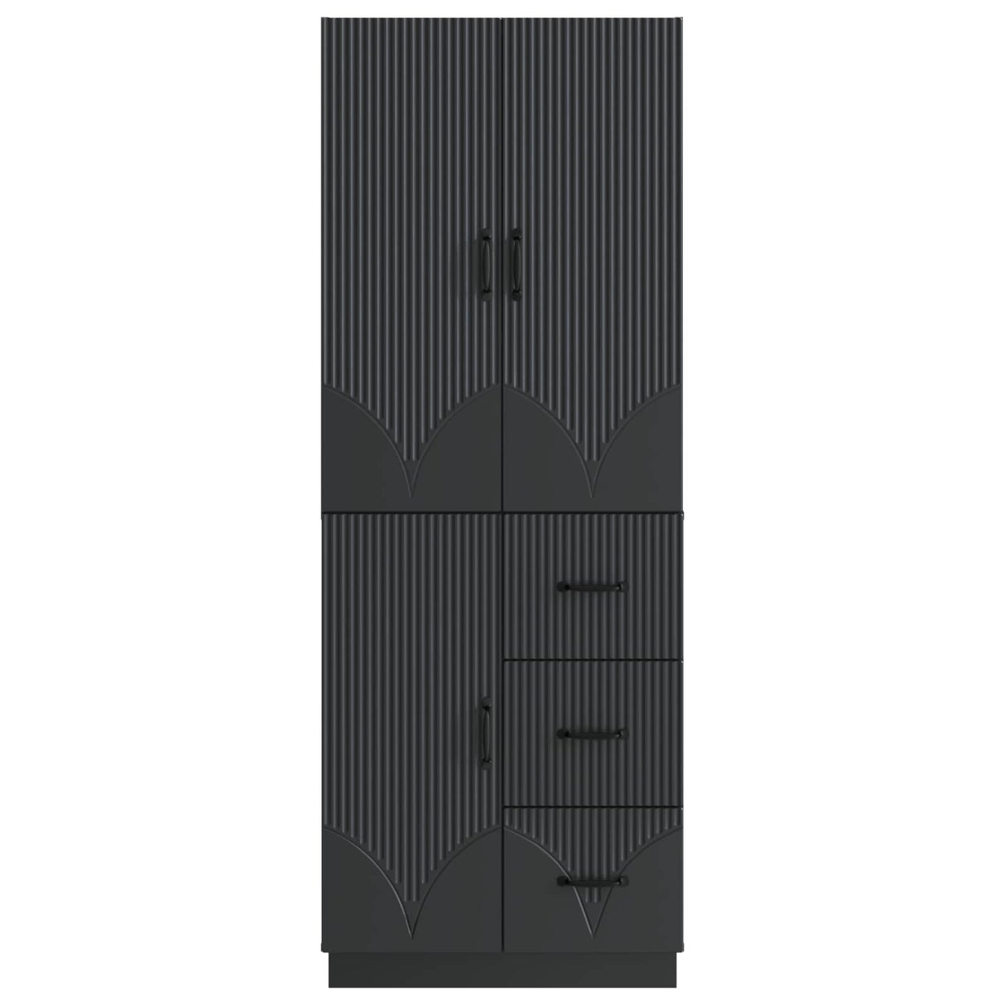 Schrankset 2 pcs Schwarz Holzwerkstoff