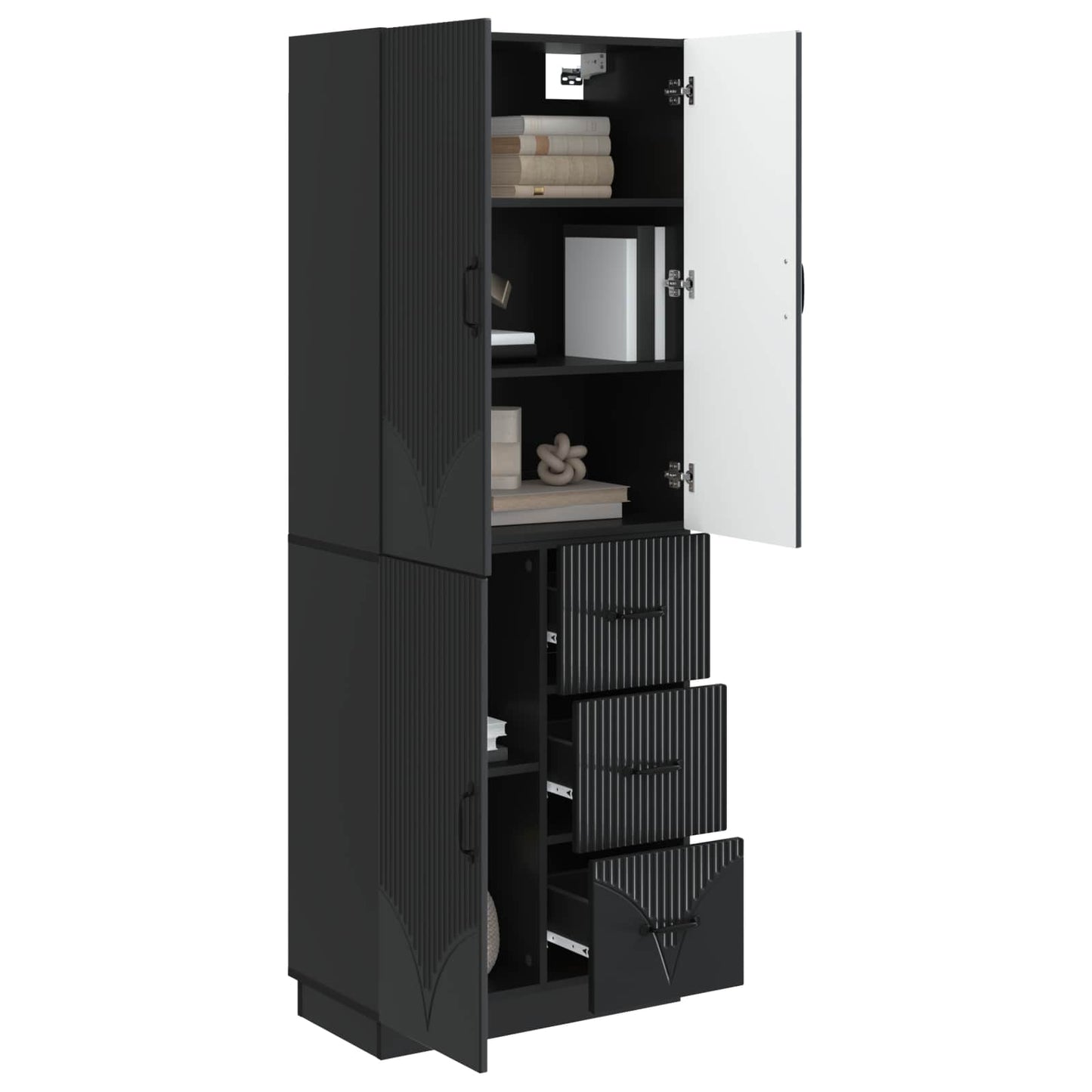 Schrankset 2 pcs Schwarz Holzwerkstoff