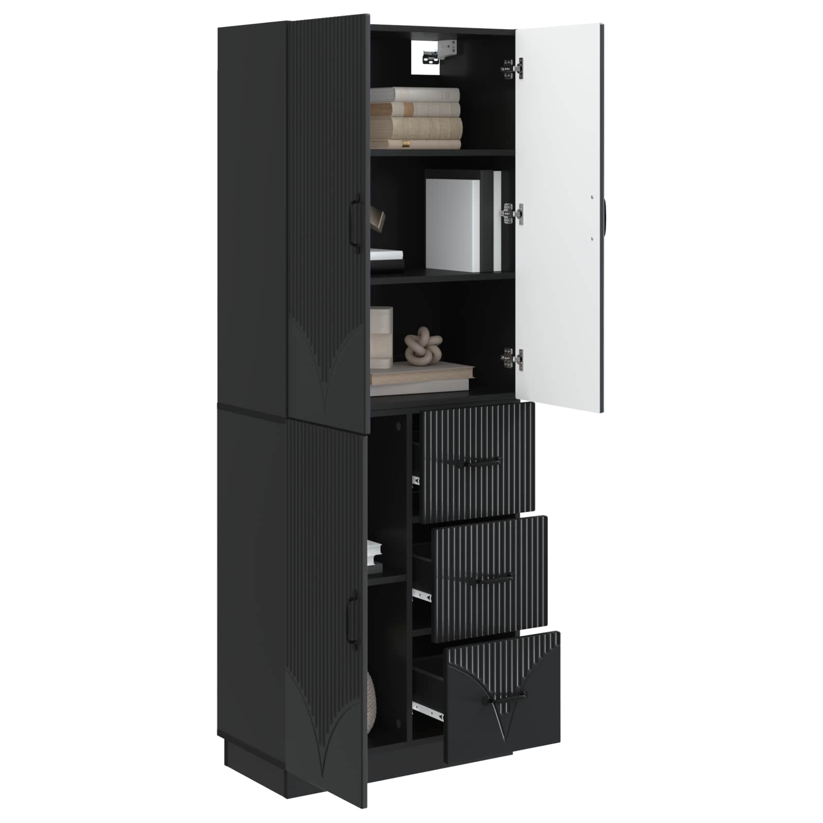 Schrankset 2 pcs Schwarz Holzwerkstoff