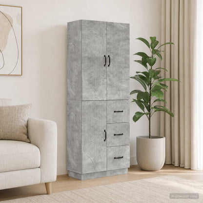 Schrankset 2 stk. Betongrau Holzwerkstoff