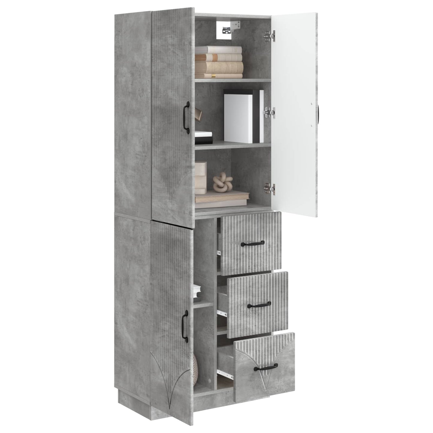 Schrankset 2 pcs Betongrau Holzwerkstoff