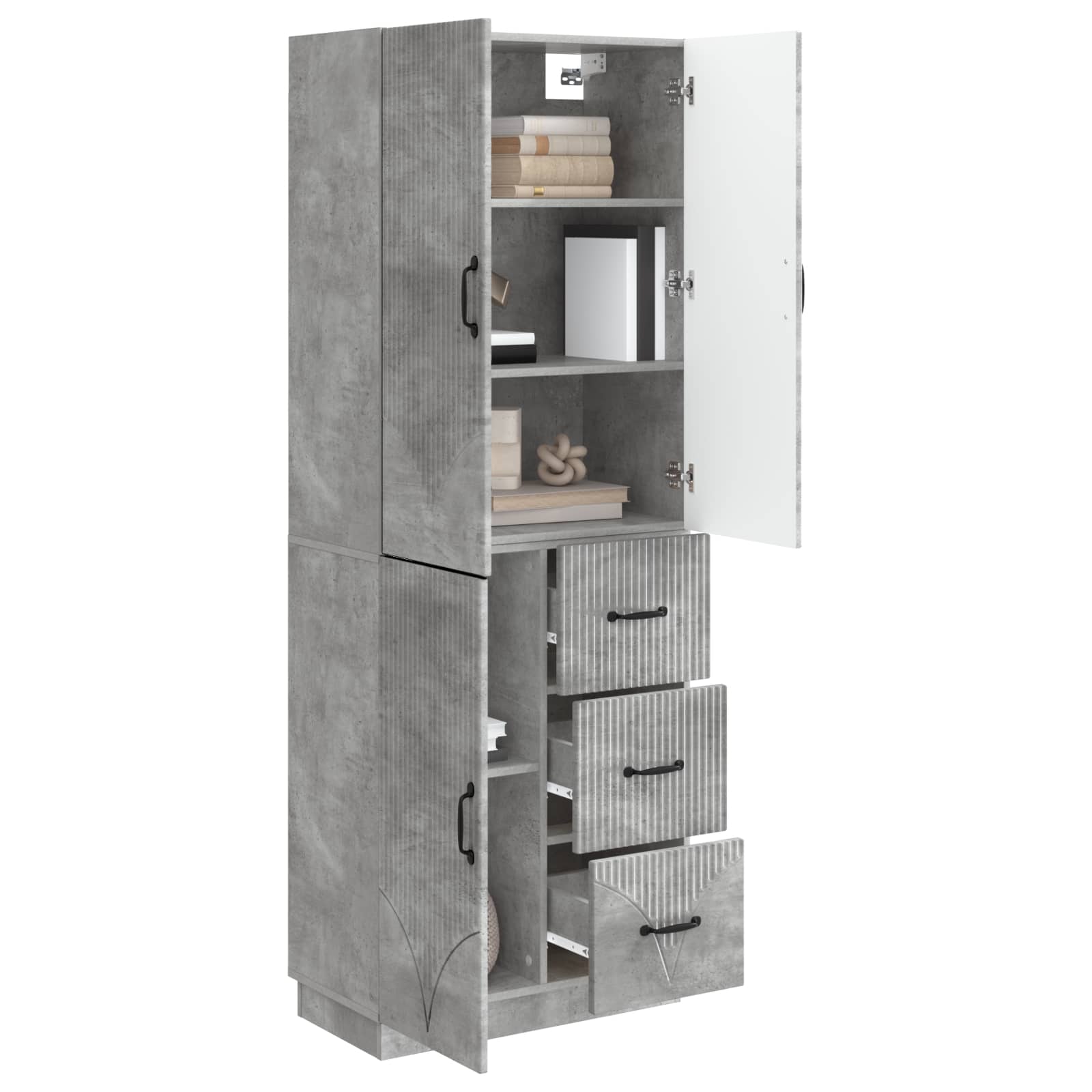 Schrankset 2 pcs Betongrau Holzwerkstoff