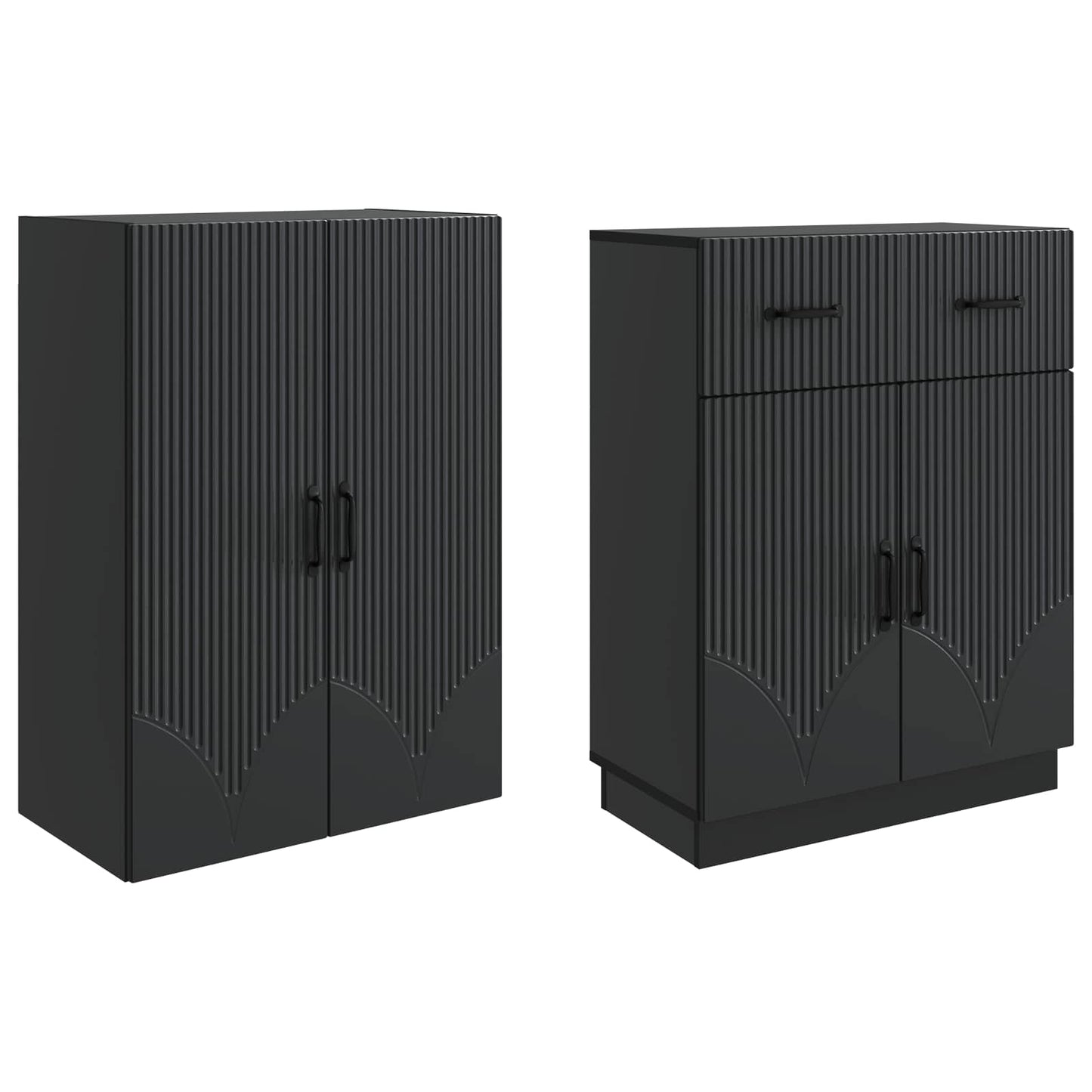 Schrankset 2 pcs Schwarz Holzwerkstoff