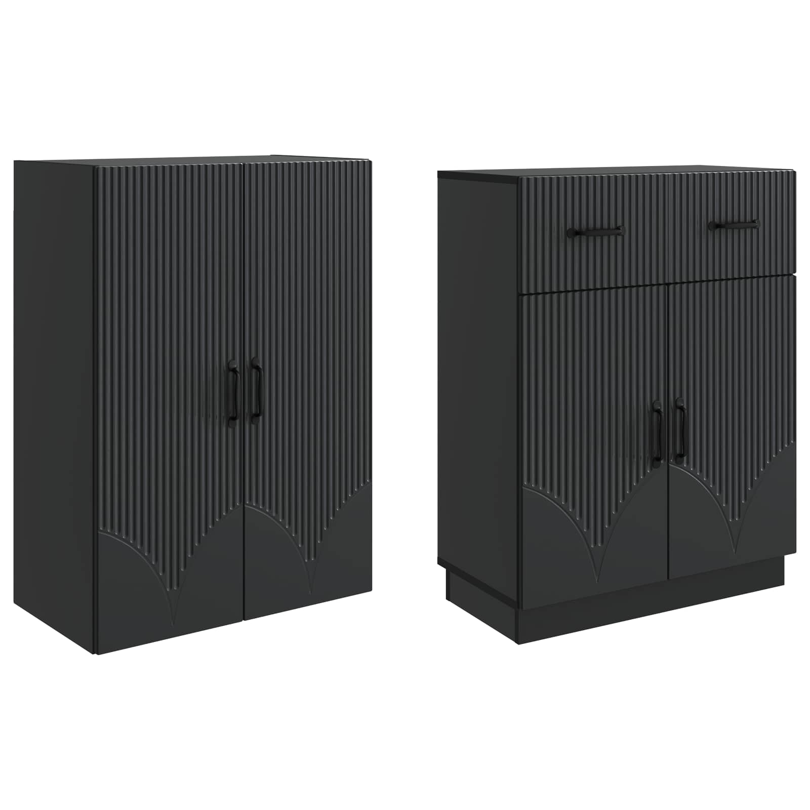 Schrankset 2 pcs Schwarz Holzwerkstoff