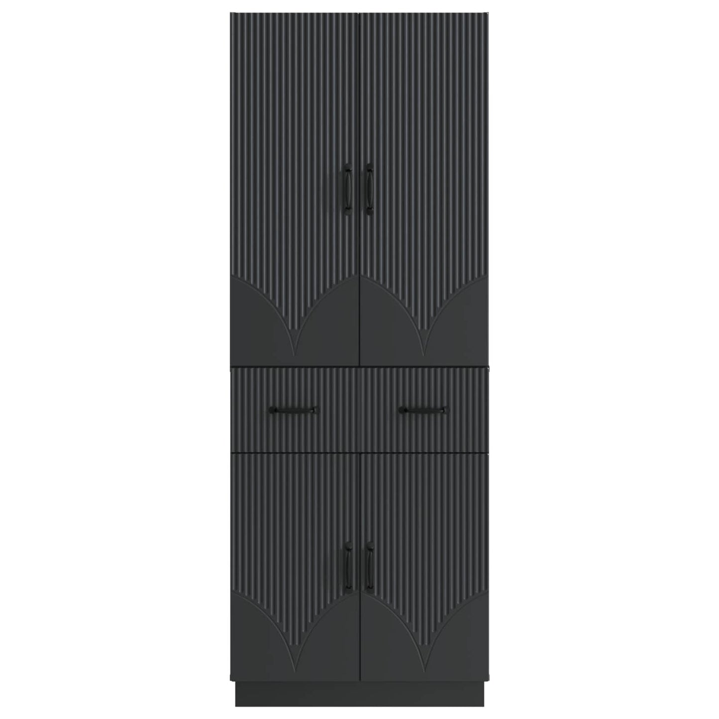 Schrankset 2 pcs Schwarz Holzwerkstoff