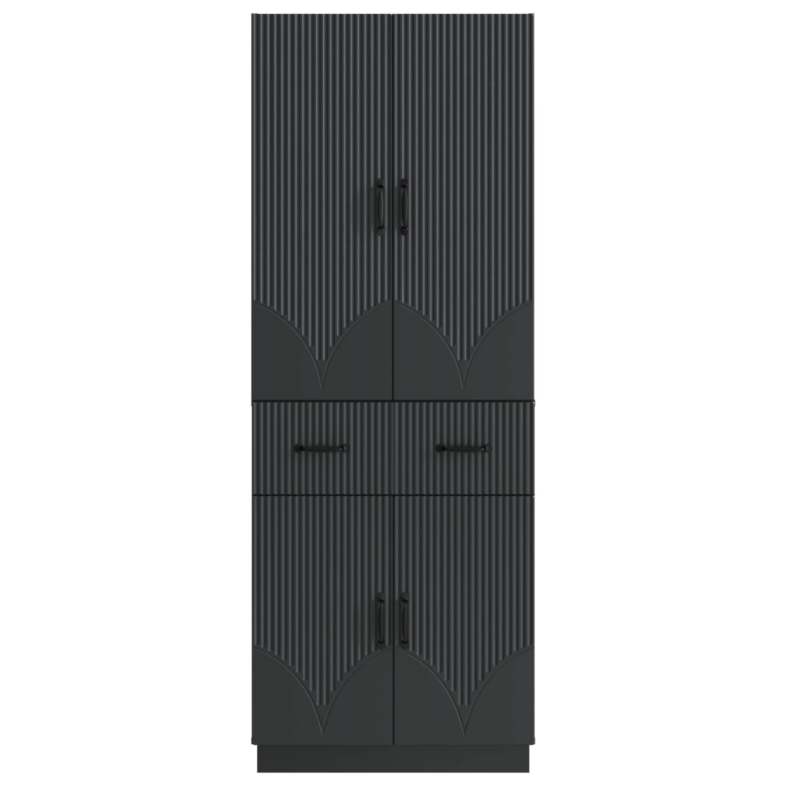 Schrankset 2 pcs Schwarz Holzwerkstoff