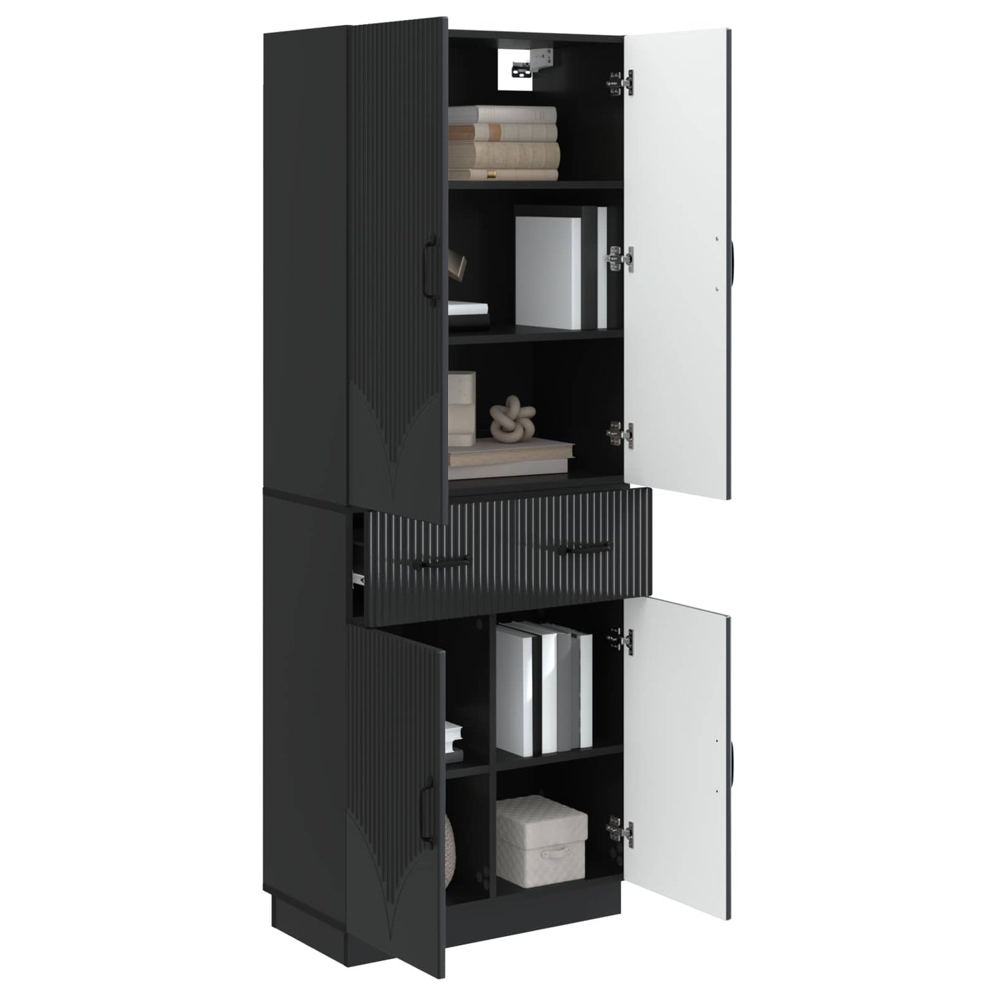 Schrankset 2 pcs Schwarz Holzwerkstoff