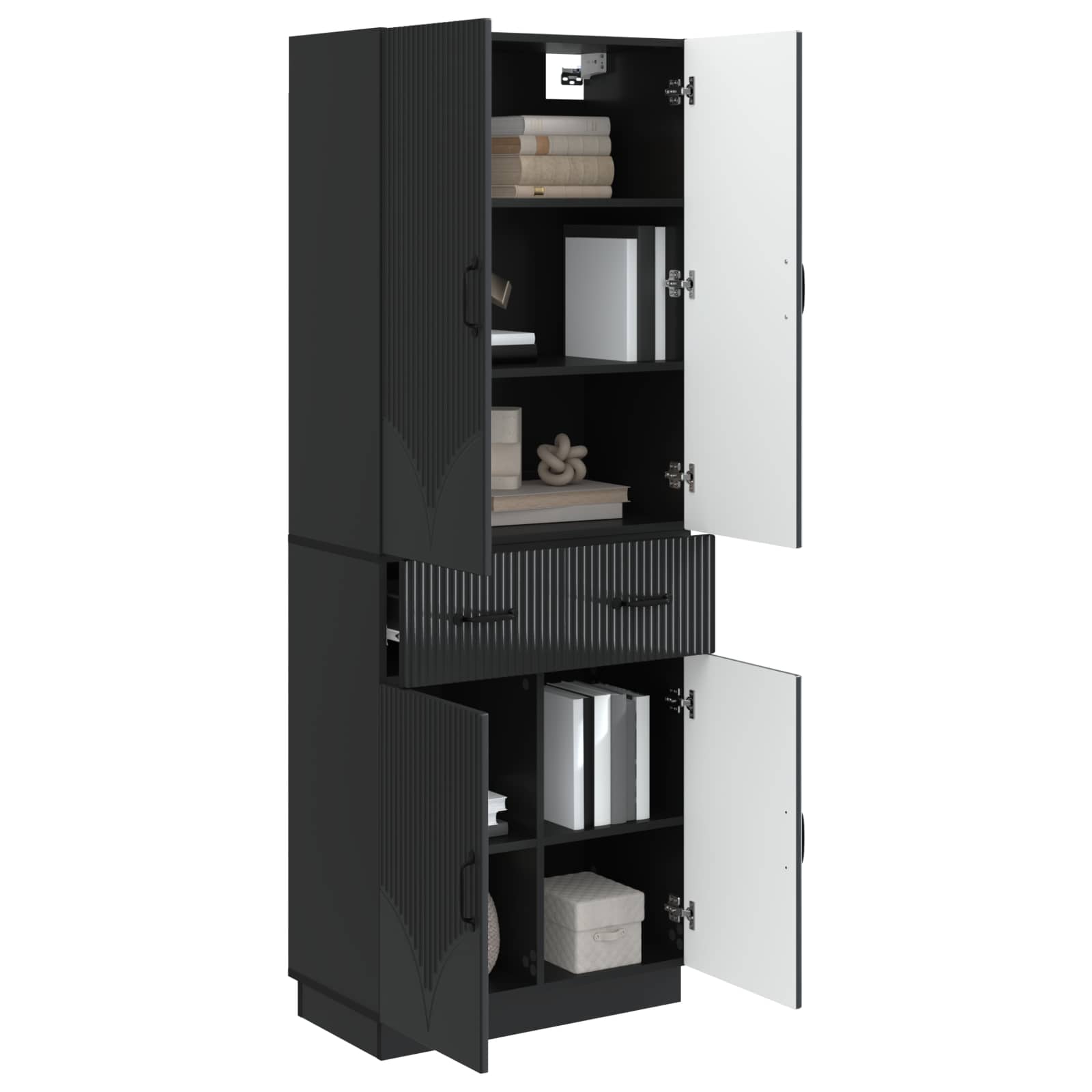 Schrankset 2 pcs Schwarz Holzwerkstoff