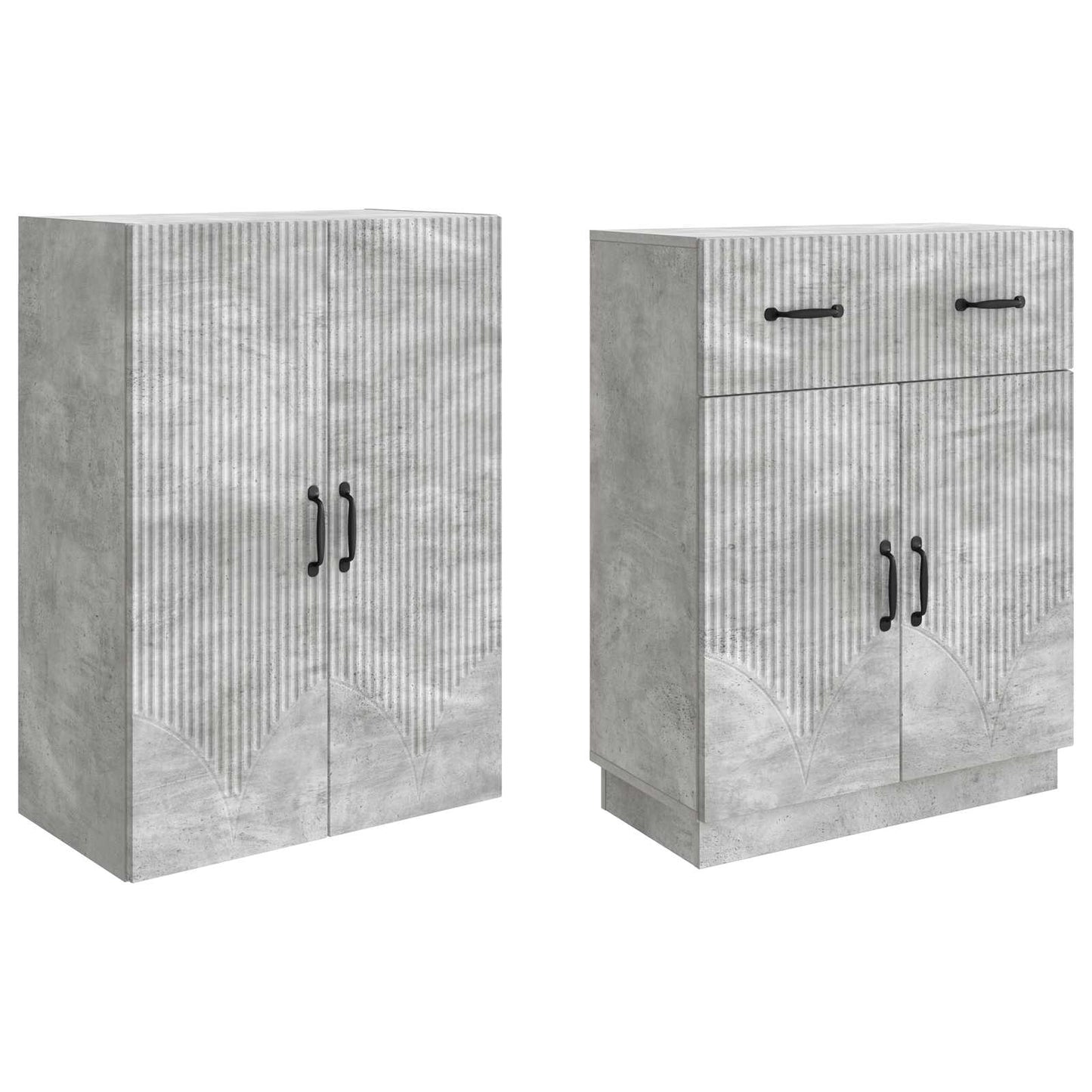 Schrankset 2 pcs Betongrau Holzwerkstoff