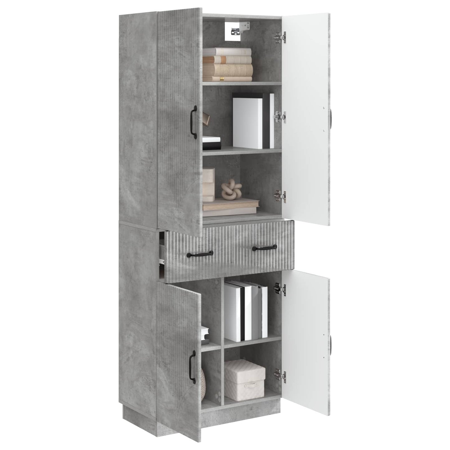 Schrankset 2 pcs Betongrau Holzwerkstoff